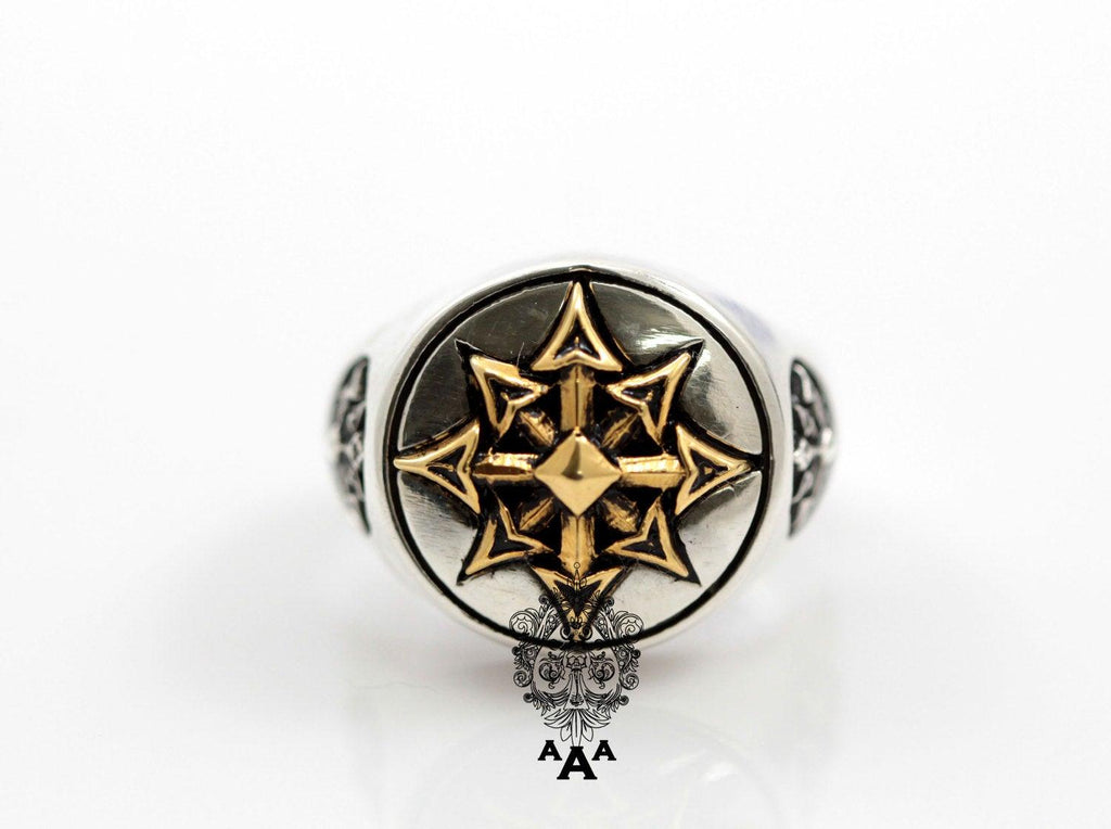 Sigil of Chaos (Chaos Star)Ring - Magick Sterling Silver .925 - The Luciferian Apotheca 
