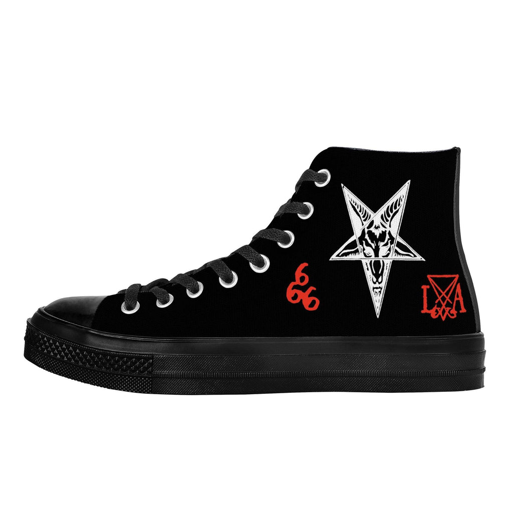 Satan Walk with Me High Top Canvas Shoes - Black