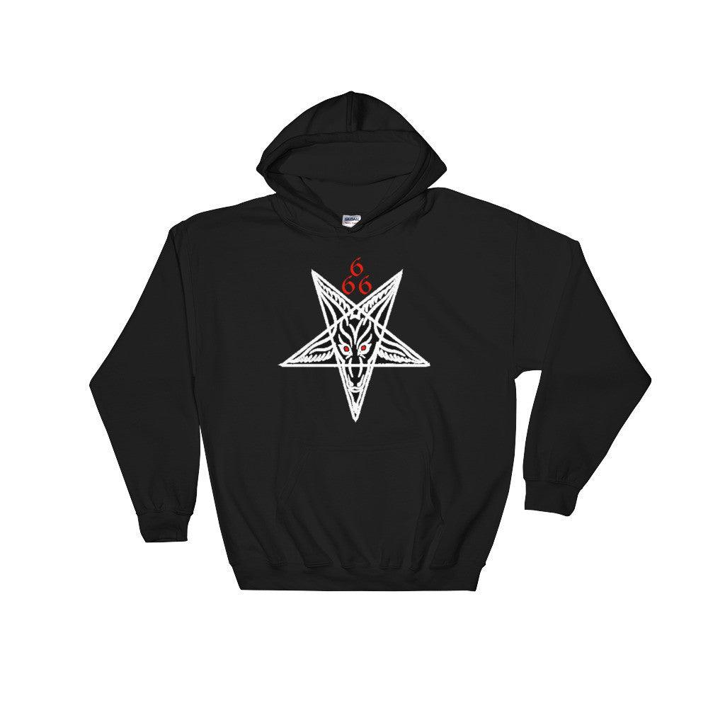 666 Baphomet Front / Back Print Hooded Sweatshirt - The Luciferian Apotheca 
