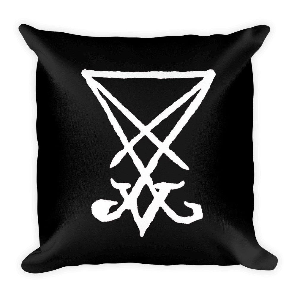 Lucifer Sigil White Print Square Pillow - The Luciferian Apotheca 