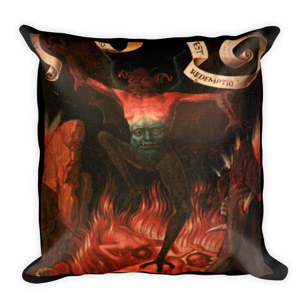 Devil at the Mouth of Hell Square Pillow - The Luciferian Apotheca 