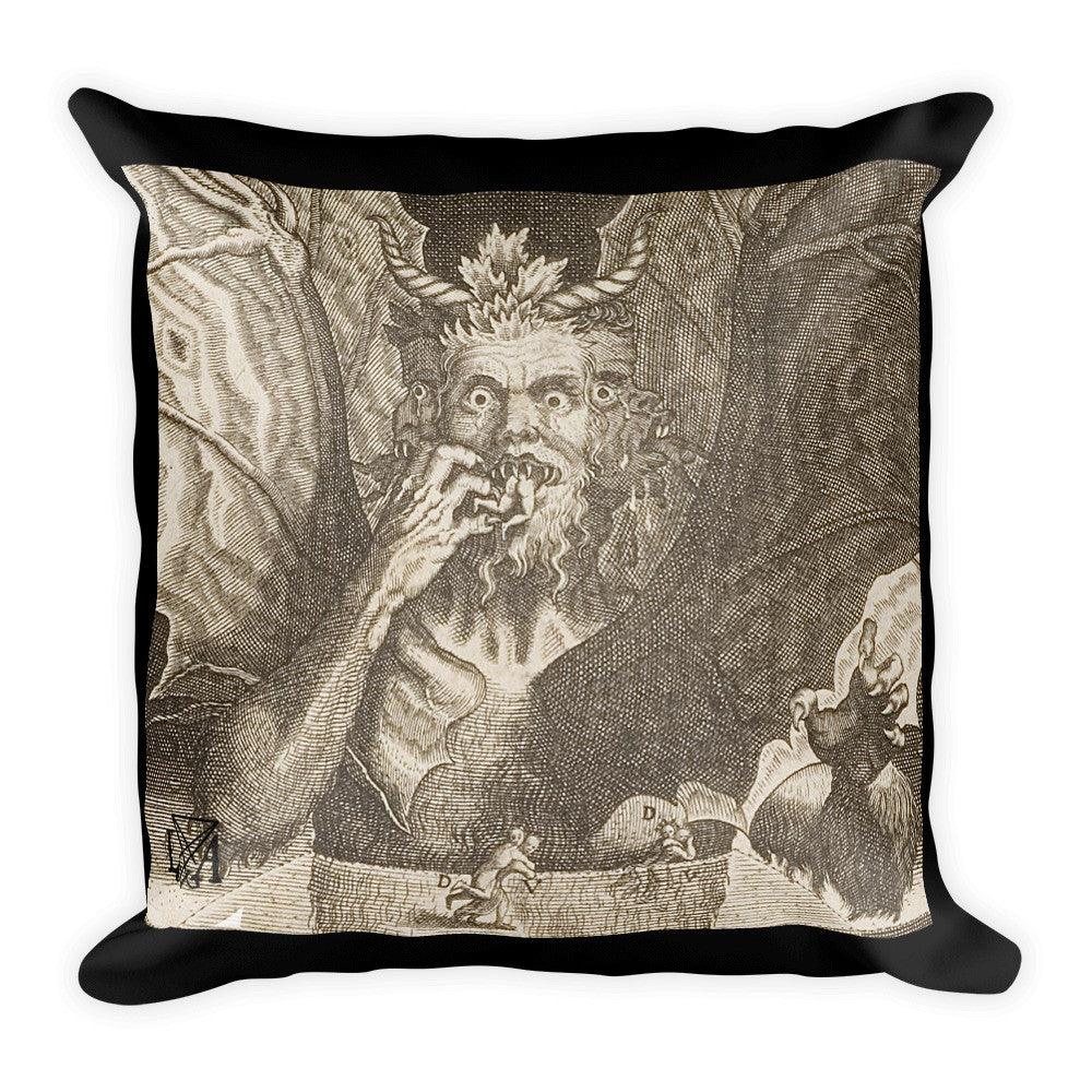 Dante's Lucifer Devouring Souls Square Pillow - The Luciferian Apotheca 