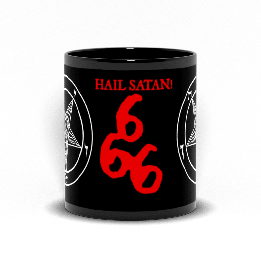 666 (Hail Satan) Sigil of Baphomet Black Mugs - The Luciferian Apotheca 