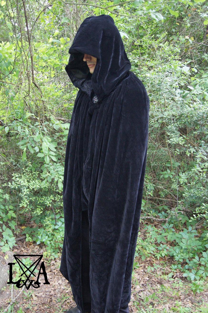 High Quality Velvet And Satin Cloak Black Velvet Lined With Black Sat The Luciferian Apotheca