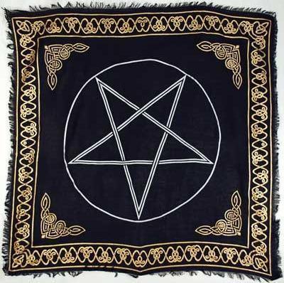 Witchcraft Altar Cloth - Inverted Pentagram 36" x 36" - The Luciferian Apotheca 