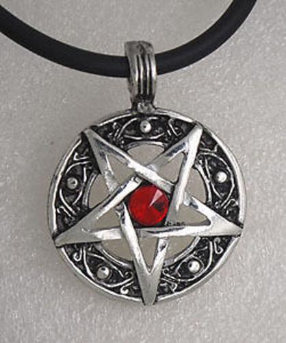 Inverted Pentagram with Red Stone Pendant - The Luciferian Apotheca 