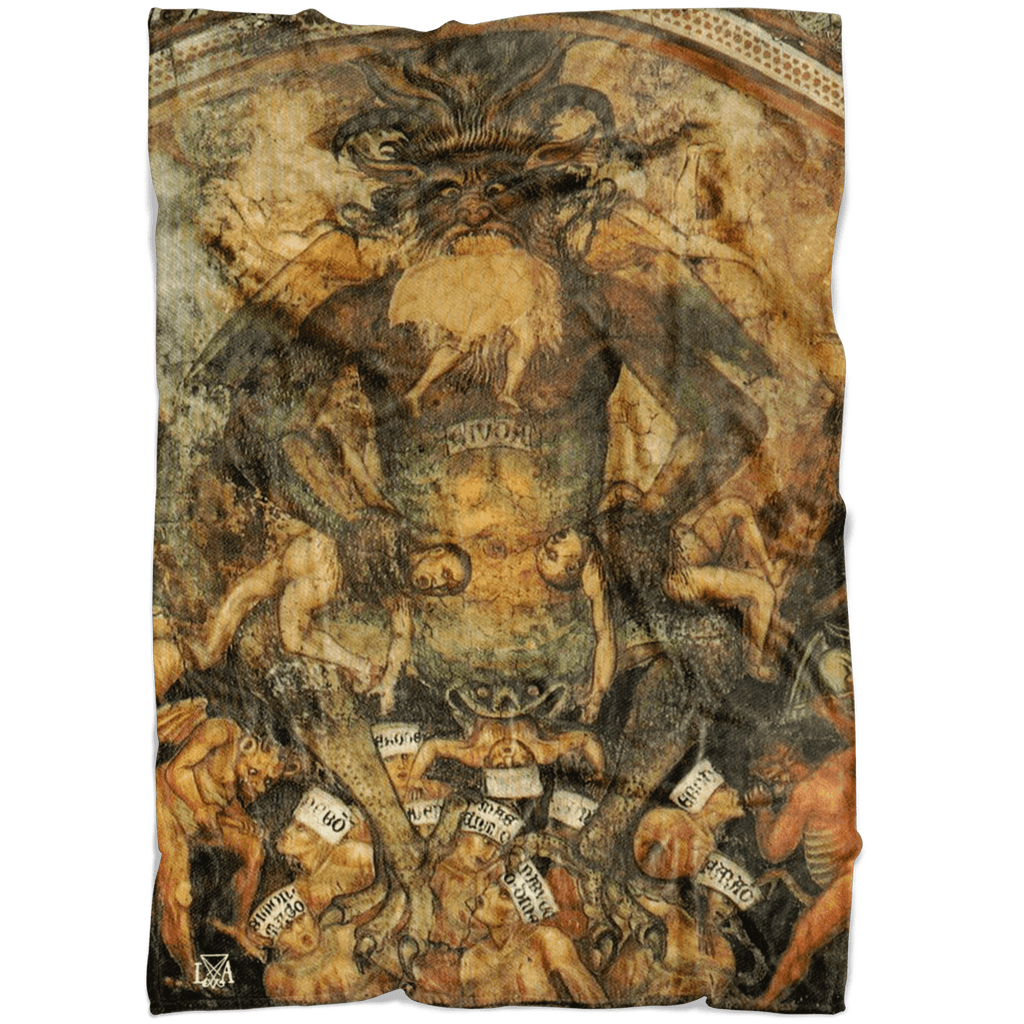 Lord of Hell Devouring Souls Fleece Blanket - The Luciferian Apotheca 