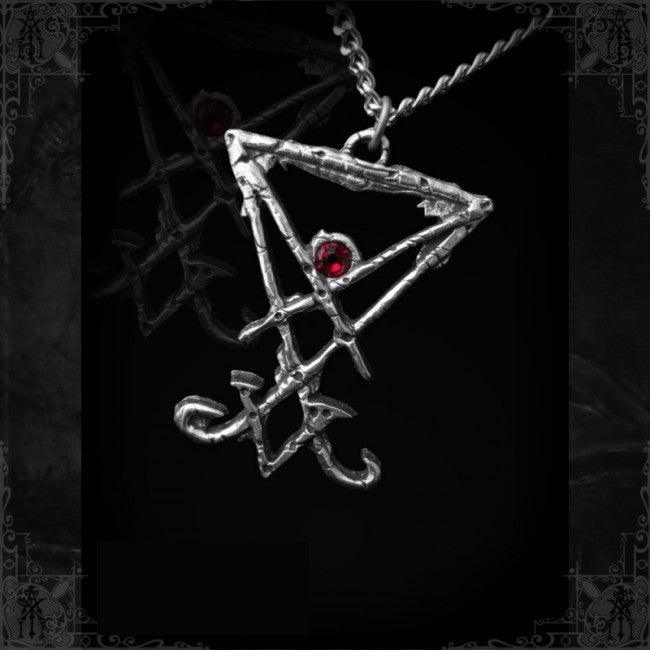 Sigil of Lucifer crimson stone necklace