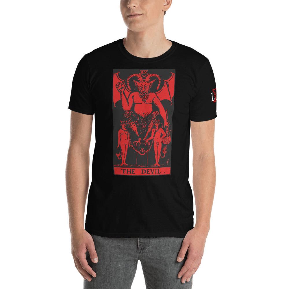 The Devil Tarot Red Print Short Sleeve t-shirt - The Luciferian Apotheca 