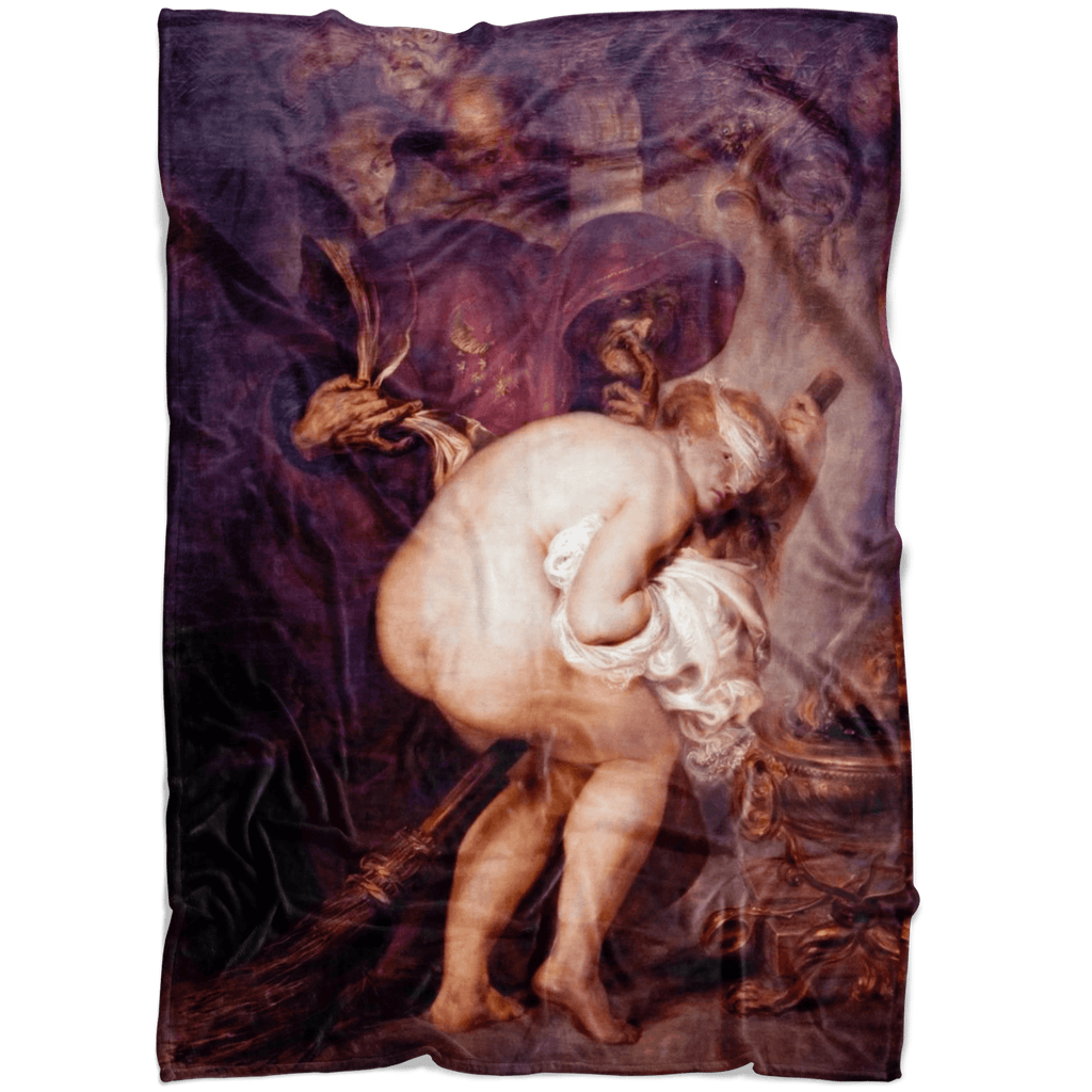 The Young Sorceress by Antoine Wiertz Fleece Blanket - The Luciferian Apotheca 