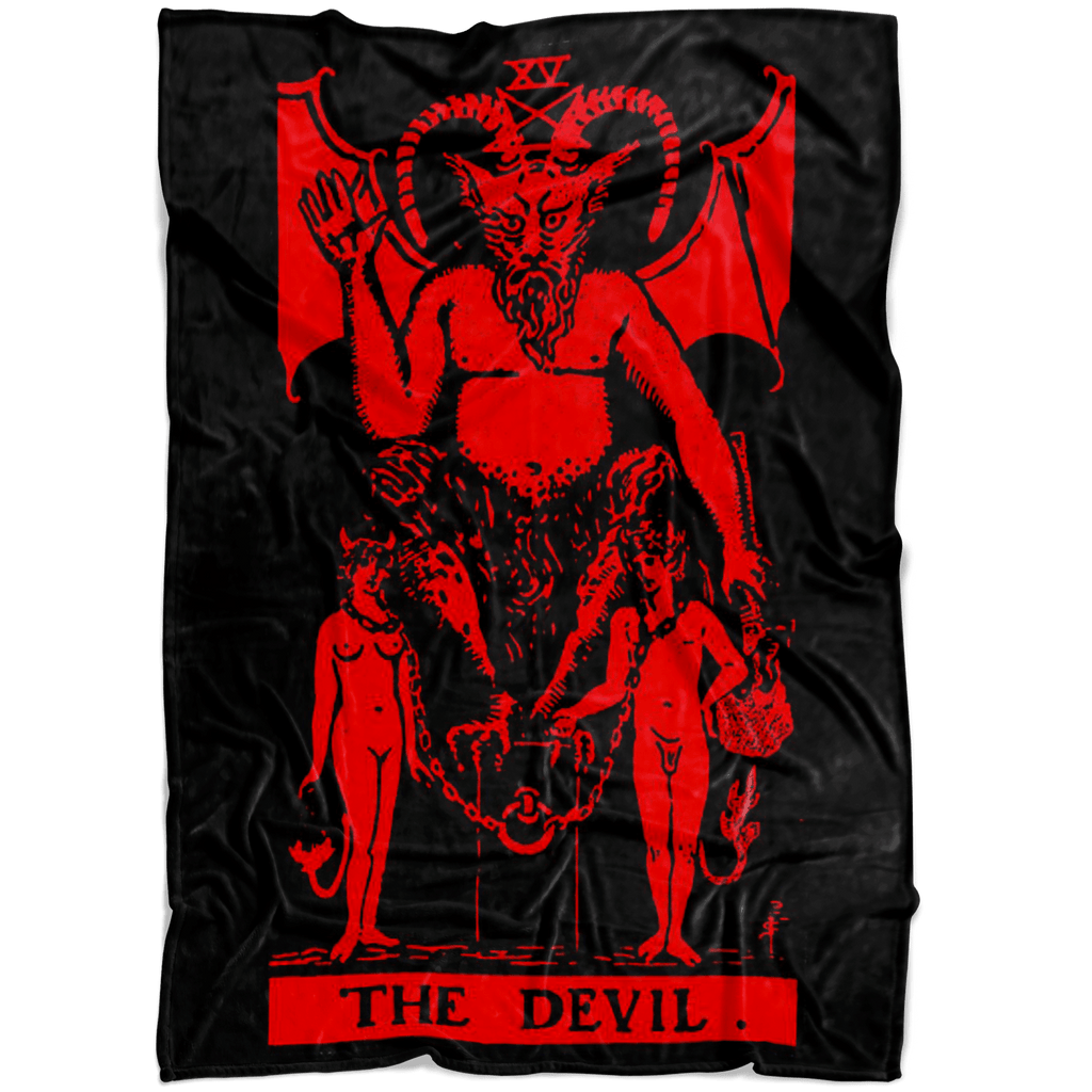 The Devil Tarot Crimson Red Fleece Blanket - The Luciferian Apotheca 